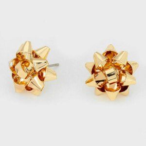 Christmas Bow Earrings Gift Ribbon Metal 5/8" Stud